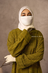 Kiwi Feruza Loose Fit Abaya With Pockets - Square Pattern Jakarta Woven