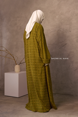 Kiwi Feruza Loose Fit Abaya With Pockets - Square Pattern Jakarta Woven