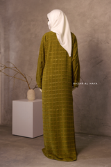 Kiwi Feruza Loose Fit Abaya With Pockets - Square Pattern Jakarta Woven