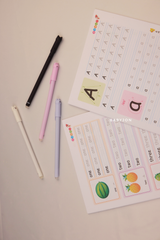 2 Pcs English Copybook Set For Tracing & Practicing Alphabet & Words - 4pcs Erasable Pens Included