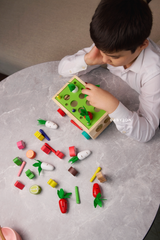 Wooden Fun Farm & Orchard Fruits & Vegetables Puzzle Block Montessori Toy With Car - Smart Kids