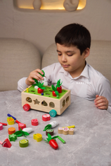Wooden Fun Farm & Orchard Fruits & Vegetables Puzzle Block Montessori Toy With Car - Smart Kids