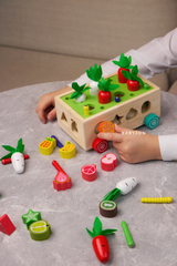 Wooden Fun Farm & Orchard Fruits & Vegetables Puzzle Block Montessori Toy With Car - Smart Kids