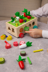Wooden Fun Farm & Orchard Fruits & Vegetables Puzzle Block Montessori Toy With Car - Smart Kids