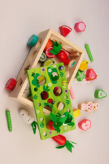 Wooden Fun Farm & Orchard Fruits & Vegetables Puzzle Block Montessori Toy With Car - Smart Kids