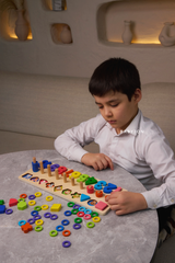 Three in One Wooden Montessori Puzzle, Shape Sorting & Math Block Stacking Board Game / Activity for Kids - Smart Kids