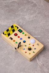 Montessori Wooden Busy Board, Sensory Activity Toy With Lights Switches - Smart Kids