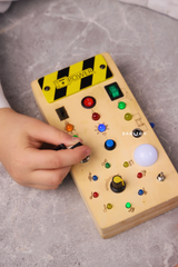 Montessori Wooden Busy Board, Sensory Activity Toy With Lights Switches - Smart Kids