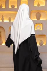 Soft Ivory Silk Square Scarf & Niqab Set - Large