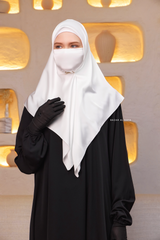 Soft Ivory Silk Square Scarf & Niqab Set - Medium