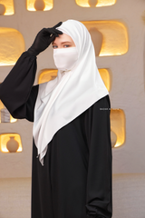 Soft Ivory Silk Square Scarf & Niqab Set - Medium