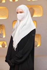 Soft Ivory Silk Square Scarf & Niqab Set - Medium