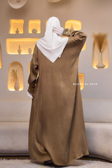 Caramel Dalia Loose Abaya With Pattered Front Dress - Premium Cupro