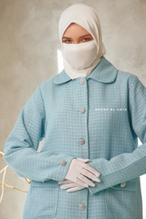 Baby Blue Rumaysa Two Piece Snap Button Jacket Skirt Suit - Tweed Fabric