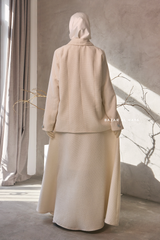 Ivory Rumaysa Two Piece Snap Button Jacket Skirt Suit - Tweed Fabric