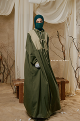 Olive Samiya Tie-Front Loose Fit Design Abaya Dress - Wool Leon