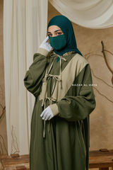 Olive Samiya Tie-Front Loose Fit Design Abaya Dress - Wool Leon