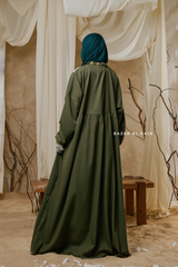 Olive Samiya Tie-Front Loose Fit Design Abaya Dress - Wool Leon
