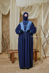 Blue Samiya Tie-Front Loose Fit Design Abaya Dress - Wool Leon