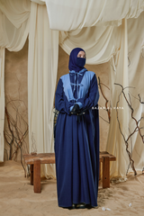 Blue Samiya Tie-Front Loose Fit Design Abaya Dress - Wool Leon