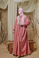 Pink Samiya Tie-Front Loose Fit Design Abaya Dress - Wool Leon