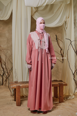 Pink Samiya Tie-Front Loose Fit Design Abaya Dress - Wool Leon
