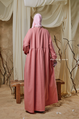 Pink Samiya Tie-Front Loose Fit Design Abaya Dress - Wool Leon