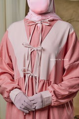 Pink Samiya Tie-Front Loose Fit Design Abaya Dress - Wool Leon