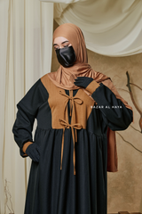 Black Samiya Tie-Front Loose Fit Design Abaya Dress - Wool Leon