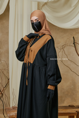 Black Samiya Tie-Front Loose Fit Design Abaya Dress - Wool Leon