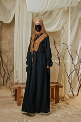 Black Samiya Tie-Front Loose Fit Design Abaya Dress - Wool Leon