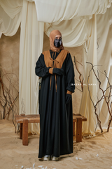 Black Samiya Tie-Front Loose Fit Design Abaya Dress - Wool Leon