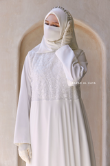 Zahra Bridal Silk Gown Abaya & Lace Cloak Set For Walima, Wedding, Nikkah - 4 Piece