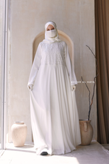 Zahra Bridal Silk Gown Abaya & Lace Cloak Set For Walima, Wedding, Nikkah - 4 Piece