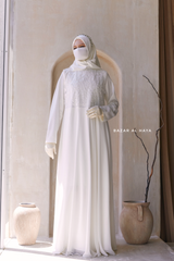 Zahra Bridal Silk Gown Abaya & Lace Cloak Set For Walima, Wedding, Nikkah - 4 Piece