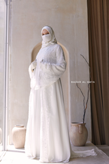 Zahra Bridal Silk Gown Abaya & Lace Cloak Set For Walima, Wedding, Nikkah - 4 Piece