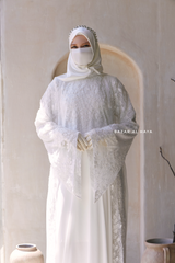 Zahra Bridal Silk Gown Abaya & Lace Cloak Set For Walima, Wedding, Nikkah - 4 Piece