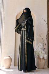 Black Gold Aisha Palestinian Thobe Abaya Tatreez Embroidery Dress