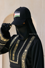 Black Gold Aisha Palestinian Thobe Abaya Tatreez Embroidery Dress