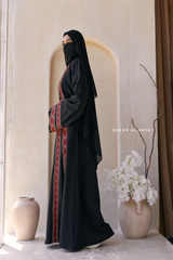 Black Red Aisha Palestinian Thobe Abaya Tatreez Embroidery Dress