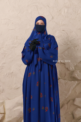 Royal Blue Mahfuza Oversized Abaya Dress With Hijab Two Piece Set - Silk Cotton