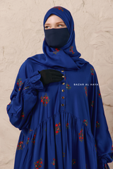 Royal Blue Mahfuza Oversized Abaya Dress With Hijab Two Piece Set - Silk Cotton