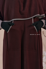 Khalida Date Brown Modest Sportswear With Hijab Set - Stretchy & Breathable