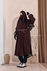 Khalida Date Brown Modest Sportswear With Hijab Set - Stretchy & Breathable