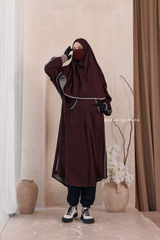 Khalida Date Brown Modest Sportswear With Hijab Set - Stretchy & Breathable