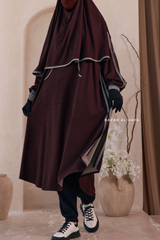 Khalida Date Brown Modest Sportswear With Hijab Set - Stretchy & Breathable