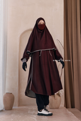 Khalida Date Brown Modest Sportswear With Hijab Set - Stretchy & Breathable