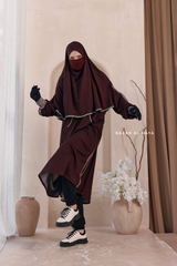 Khalida Date Brown Modest Sportswear With Hijab Set - Stretchy & Breathable