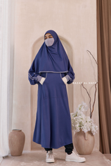 Khalida Denim Blue Modest Sportswear With Hijab Set - Stretchy & Breathable