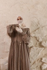 Mocha Maryam Floral Abaya Dress & Pants Set In Premium Silk Cotton - Oversized